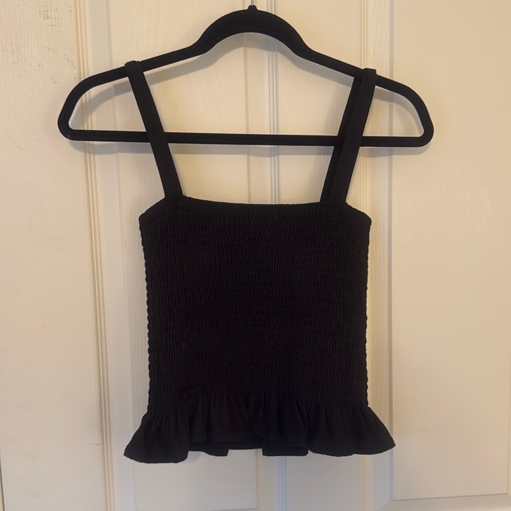 Black ruffle top